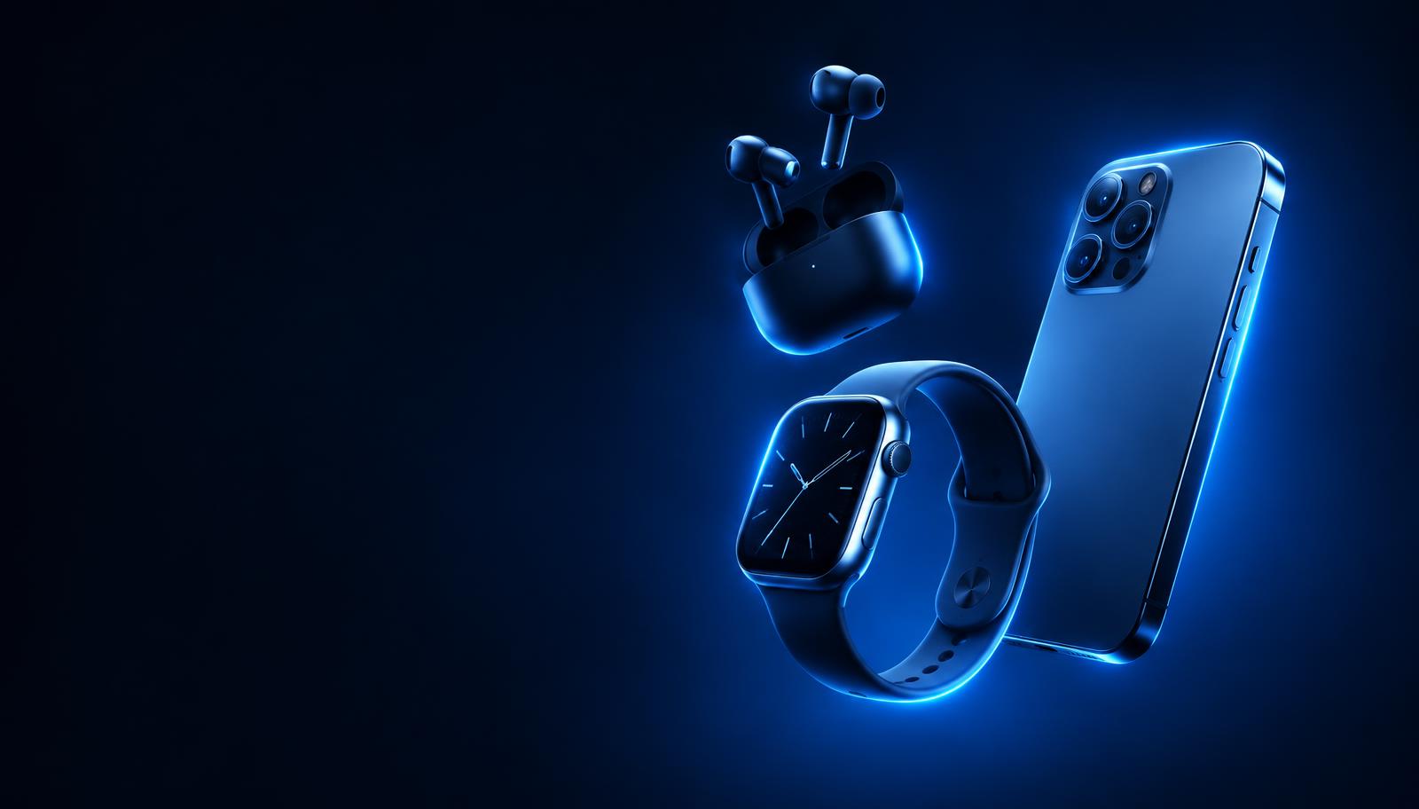 Earbuds, smartwatch and smartphone
